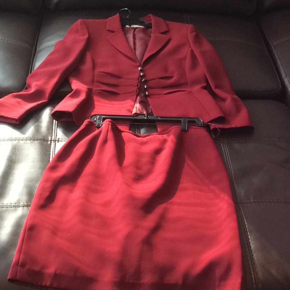 Dark red Tahari skirt suit